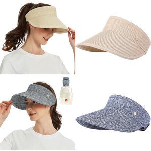 2 PACK!! Packable Visor Hat Sun Hat for Women
